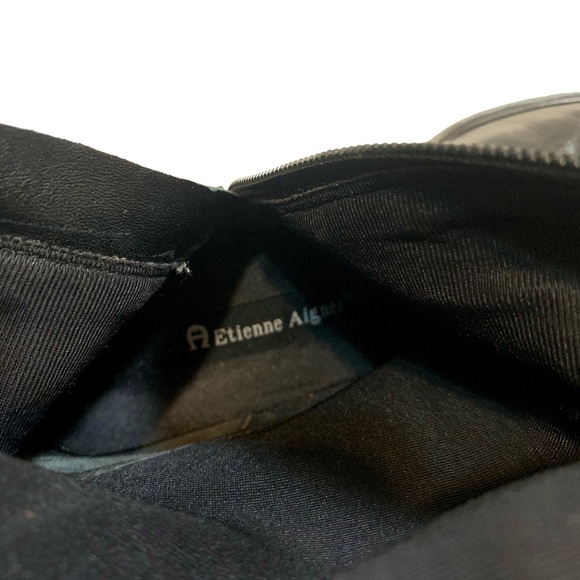 Etienne Aigner Black Leather Boots with Gold Buckle - Picture 7 of 9